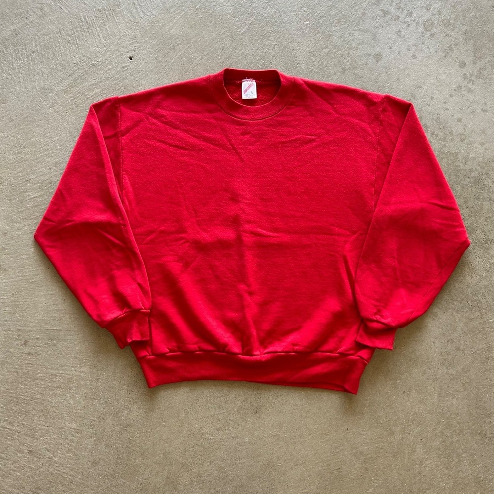 Vintage 90s Jerzees Blank Sweatshirt Size Large‎ Red Crewneck USA Made